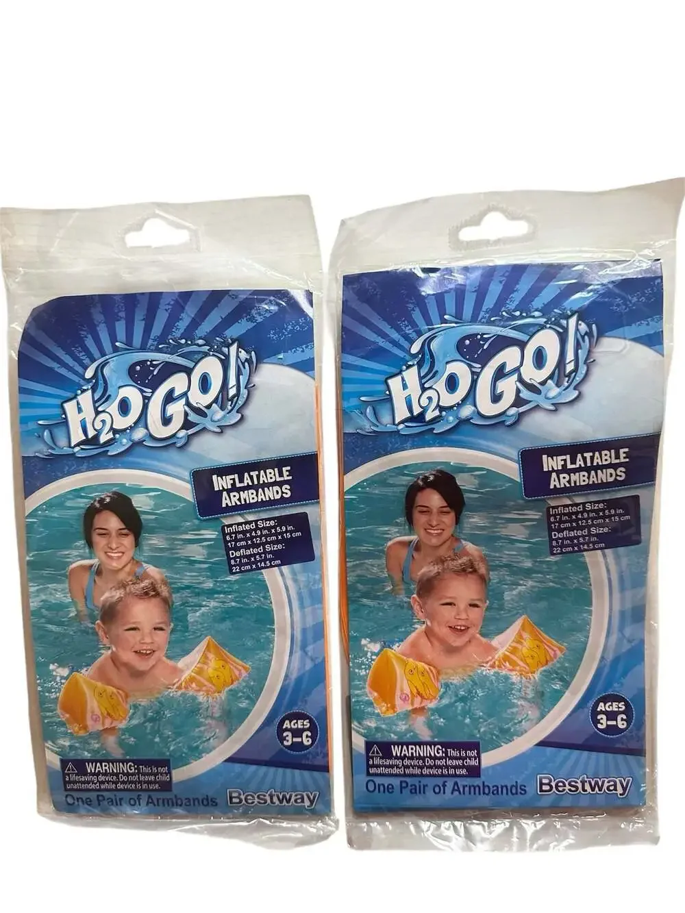 Bestway H2O GO! Inflatable Swim Armbands for Kids Ages 3-6 (Dolphin Print)